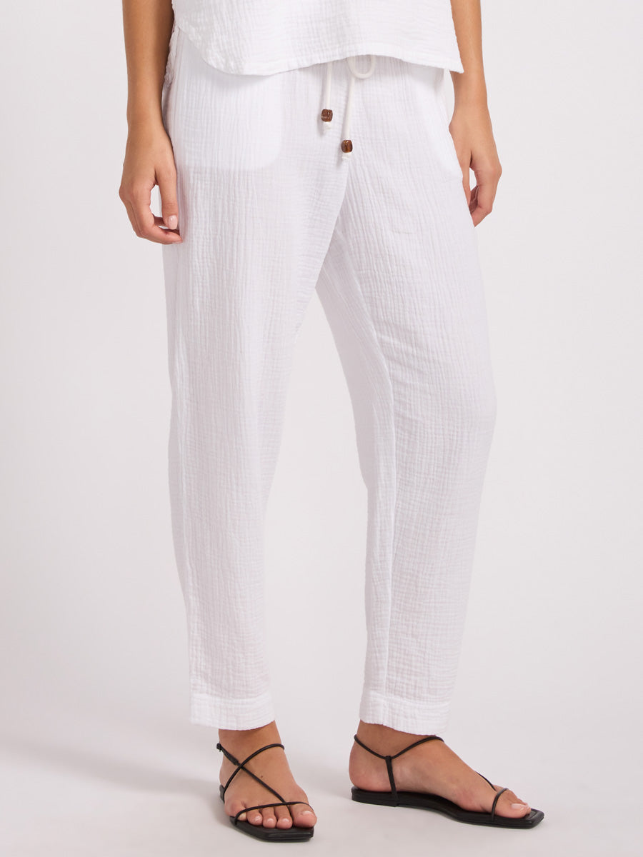 Double Gauze Tapered Pant in White
