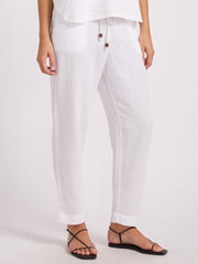 Double Gauze Tapered Pant in White, view 1, click to see full size