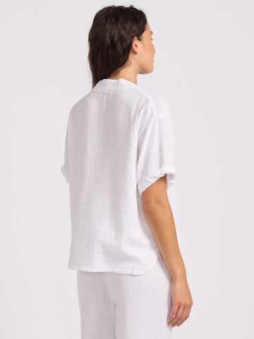 Seafolly Double Gauze V-Neck Top in White