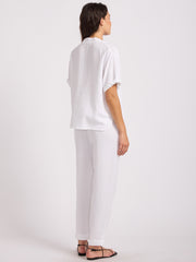 Double Gauze Tapered Pant in White, view 2, click to see full size