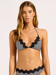 Seafolly Ric Rac Slide Triangle in Black, view 1, click to see full size