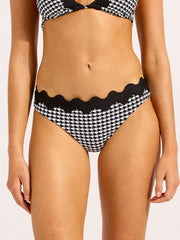 Seafolly Ric Rac Hipster Bottom in Black, view 1, click to see full size