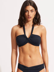 Seafolly Seafolly Collective Halter Bandeau In True Navy, view 1, click to see full size