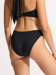 Seafolly High Leg Ruched Side Bottoms in Black, view 2, click to see full size