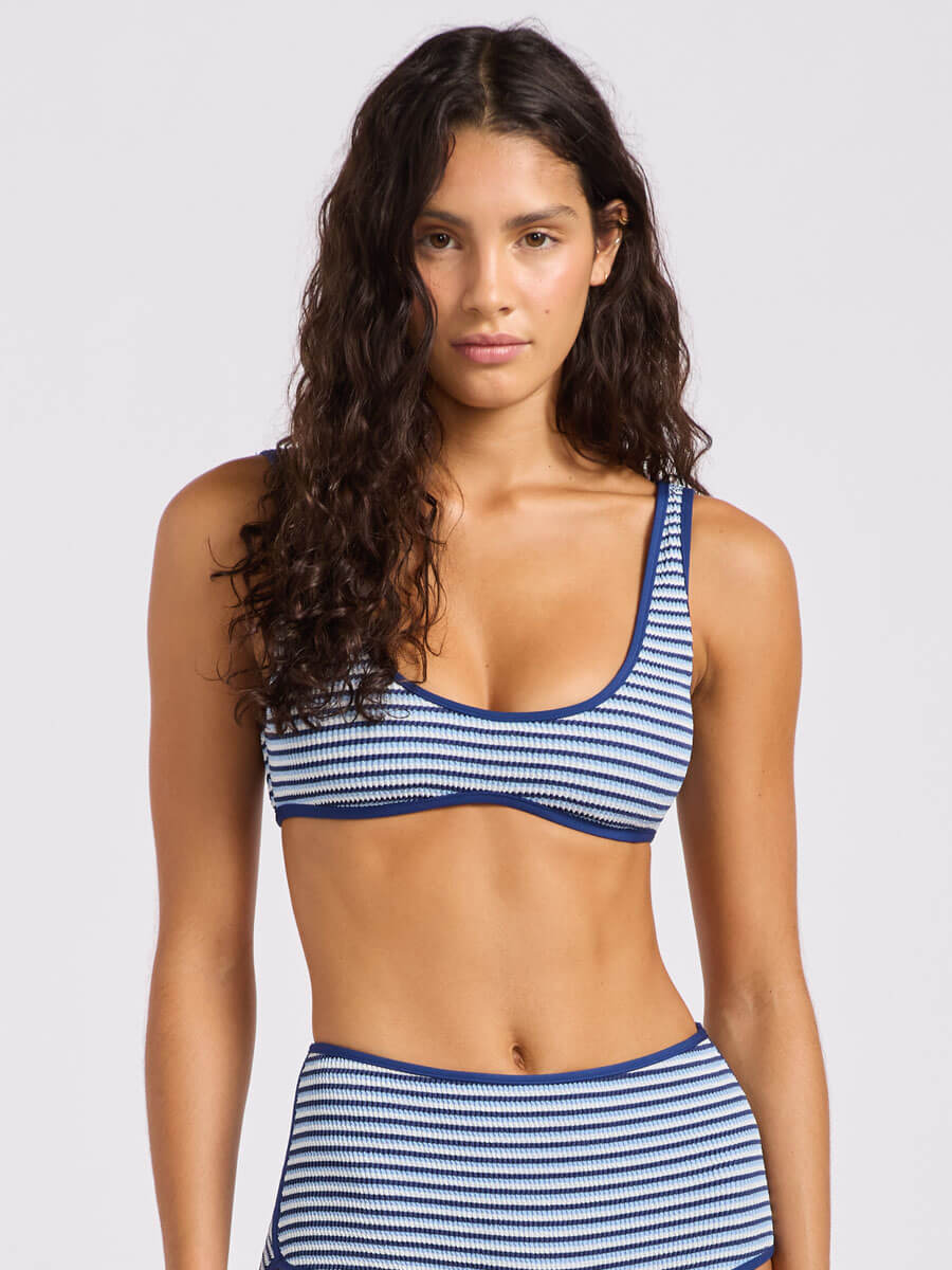 Seafolly Horizons Scoop Neck Bikini Top In Marine