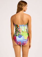 Seafolly La Boca Bandeau One Piece in Sapphire, view 2, click to see full size