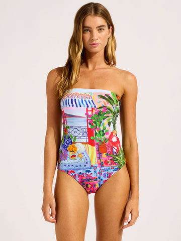 Seafolly La Boca Bandeau One Piece in Sapphire