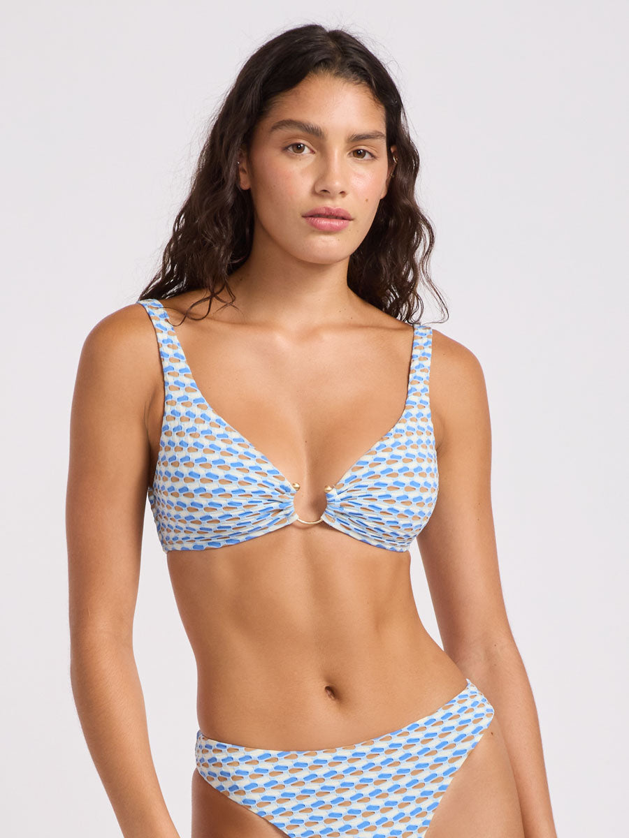 Seafolly Mala Ring Front Tank In Powder Blue