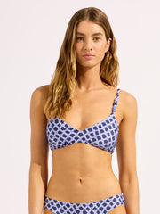 Marseille Bralette in Blue Indigo, view 1, click to see full size