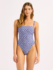 Marseille Square Neck One Piece in Blue Indigo, view 1, click to see full size