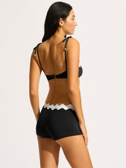 Seafolly Gia Ric Rac Bustier Bandeau in Black, view 2, click to see full size
