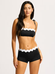 Seafolly Gia Ric Rac Bustier Bandeau in Black, view 4, click to see full size