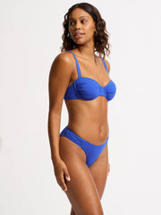 Seafolly Ruched Underwire Bra in Azure, view 3, click to see full size
