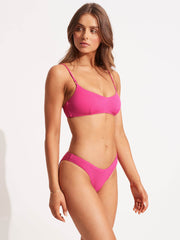Seafolly Sea Dive High Cut Bottom In Fuchsia Rose, view 4, click to see full size