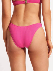 Seafolly Sea Dive High Cut Bottom In Fuchsia Rose, view 2, click to see full size