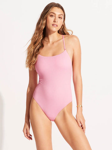 Seafolly Sea Dive Scoop Neck One Piece In Parfait Pink