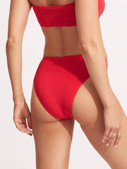 Seafolly Sea Dive High Rise Bottom In Chilli Red, view 2, click to see full size
