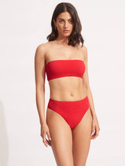 Seafolly Sea Dive High Rise Bottom In Chilli Red, view 6, click to see full size