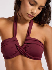 SF Collective Halter Bandeau in Dark Burgundy, view 3, click to see full size