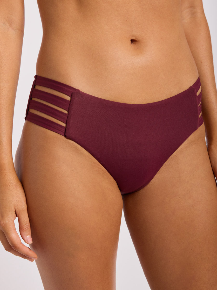 Seafolly Collective Multi Strap Hipster Bottom in Dark Burgundy