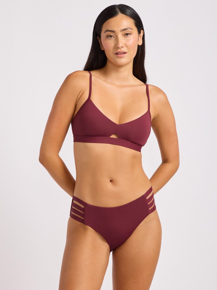 Seafolly Collective Multi Strap Hipster Bottom in Dark Burgundy