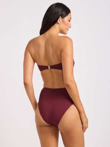 Seafolly SF Collective Twist Bandeau in Dark Burgundy