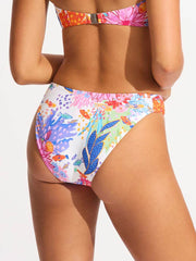 Seafolly Under The Sea High Leg Ruched Side Pant In White, view 2, click to see full size