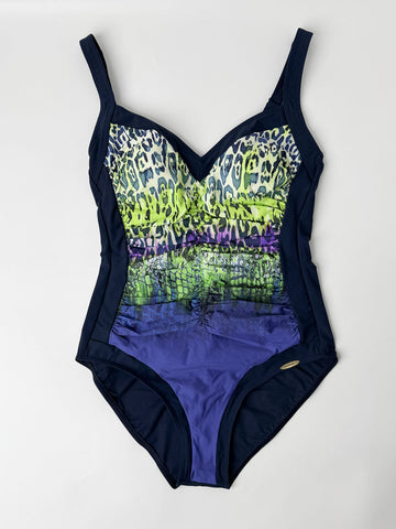 One Piece Sweet Heart Neck Rushed Front in Night Blue/Green