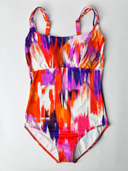 Sunflair One Piece D Cup Square Neck In Orange Multicolor, view 1, click to see full size