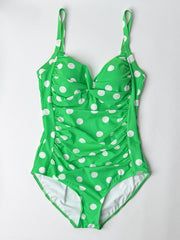Sunflair One Piece Thin Strap In Green Dot, view 2, click to see full size