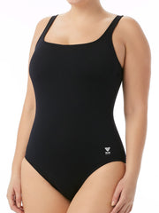 TYR Scoop Neck Controlfit in Black, view 1, click to see full size