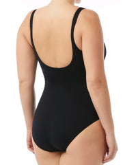 TYR Scoop Neck Controlfit in Black, view 2, click to see full size