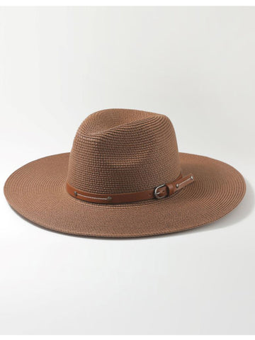The Pathz Panama Style Natural Straw Leather Band in Dark Brown