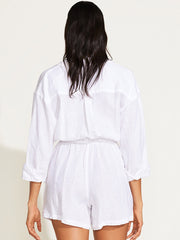 Vitamin A The Getaway Romper in White EcoLinen, view 2, click to see full size