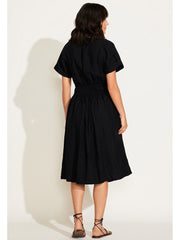 Vitamin A Playa Cutout Dress in Black EcoLinen, view 2, click to see full size