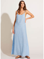 Vitamin A Mari Maxi Dress in Summer Stripe Linen, view 1, click to see full size