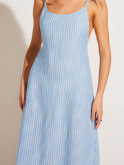 Mari Maxi Dress in Summer Stripe Linen, view 4, click to see full size