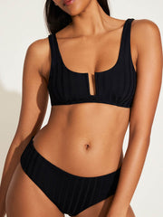 Vitamin A Ursula Bralette Top in Black SuperRib, view 3, click to see full size