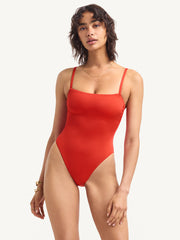 Vitamin A Jenna One Piece in Ruby Ecolux, view 1, click to see full size
