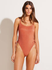 Vitamin A Gemma One Piece in Terracotta Metallic, view 1, click to see full size