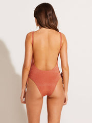 Vitamin A Gemma One Piece in Terracotta Metallic, view 2, click to see full size