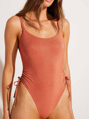 Vitamin A Gemma One Piece in Terracotta Metallic, view 3, click to see full size