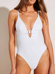Vitamin A Luxe Link One Piece in White Relux, view 3, click to see full size