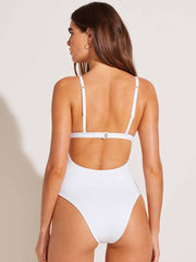 Vitamin A Luxe Link One Piece in White Relux, view 2, click to see full size