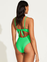 Vitamin A Rossi Underwire One Piece in Spearmint SuperRib, view 3, click to see full size