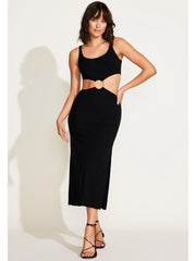 Vitamin A The Icon Cutout Dress in Black Organic Rib, view 1, click to see full size
