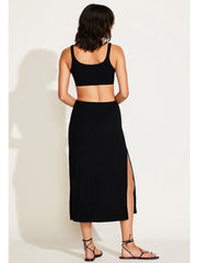 Vitamin A The Icon Cutout Dress in Black Organic Rib, view 2, click to see full size