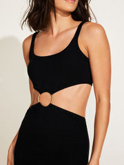 Vitamin A The Icon Cutout Dress in Black Organic Rib, view 3, click to see full size
