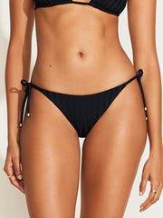Vitamin A Elle Tie Side Bottom in Black SuperRib, view 1, click to see full size