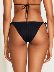 Vitamin A Elle Tie Side Bottom in Black SuperRib, view 2, click to see full size